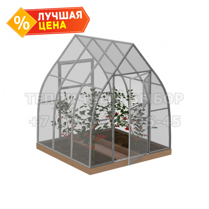 Теплица из поликарбоната Усиленная Капелька 2,1х2 h=2.3 м профиль 25х25 мм