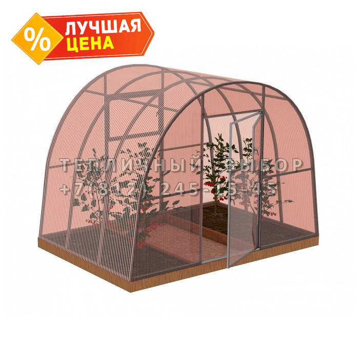 Теплица из поликарбоната-фито Усиленная Арочная 2,5х2 h=2 м профиль 30х30 мм