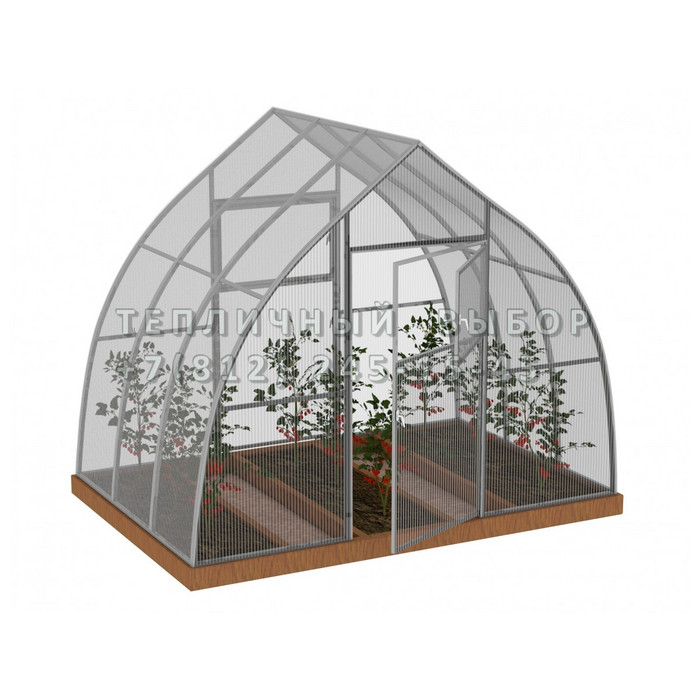 Теплица из поликарбоната Усиленная Капелька 2,5х2 h=2.3 м профиль 25х25 мм